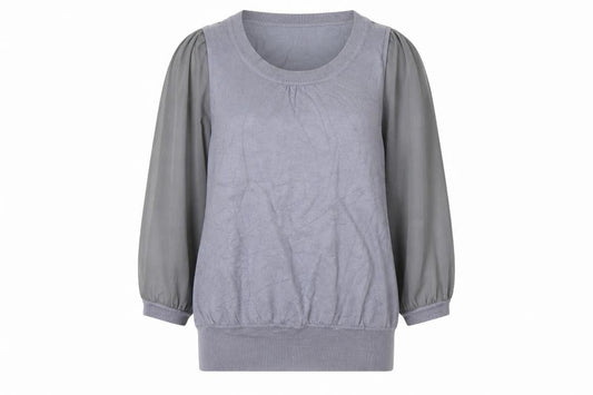 Front view of Next women’s grey scoop neck viscose jumper, size UK 10