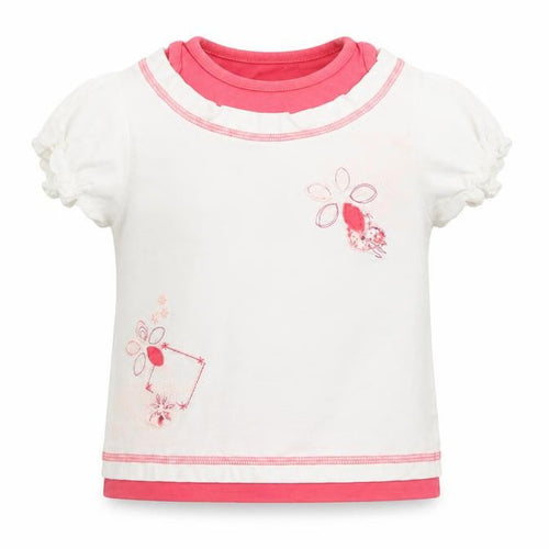 Dunnes Stores Girls White  Cotton Pullover T-Shirt Size 2-3 Years Crew Neck