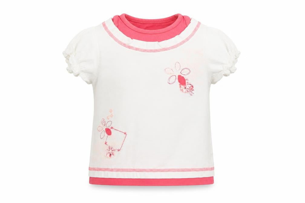 Dunnes Stores Girls White  Cotton Pullover T-Shirt Size 2-3 Years Crew Neck