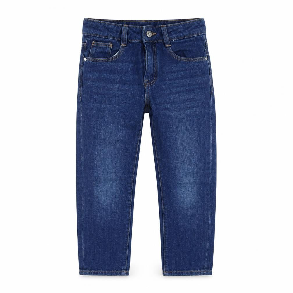 Front view of Mango girls’ blue cotton skinny jeans, size 9, months regular zip