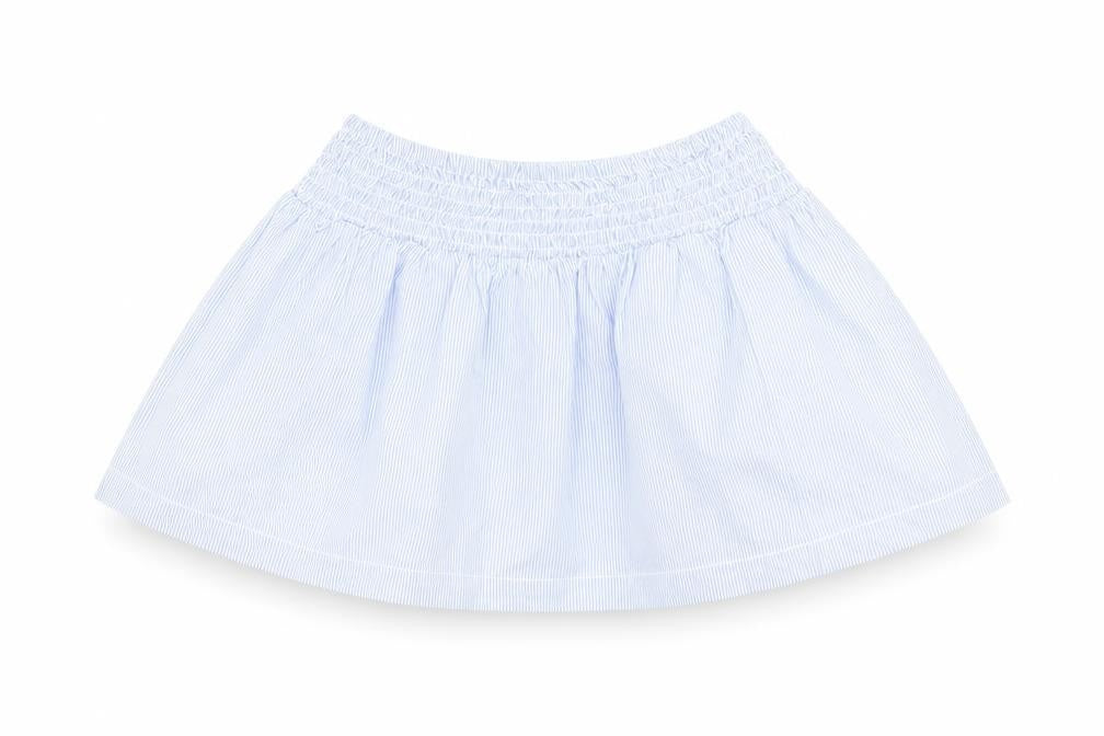 Front view of H&M girls’ blue striped 100% cotton tutu skirt, size 2, years regular pull on