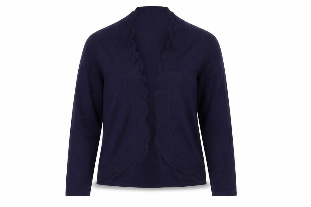 Pointelle Womens Blue V-Neck  Viscose Cardigan Jumper Size M