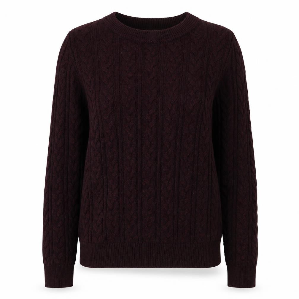 Front view of H&M women’s purple round neck acrylic jumper, size XS