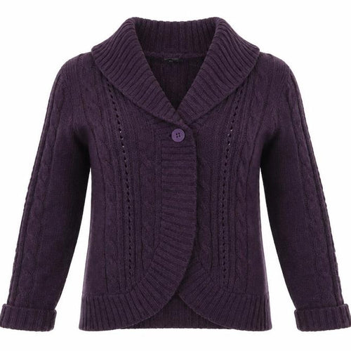 BM Womens Purple Collared  Acrylic Cardigan Jumper Size L