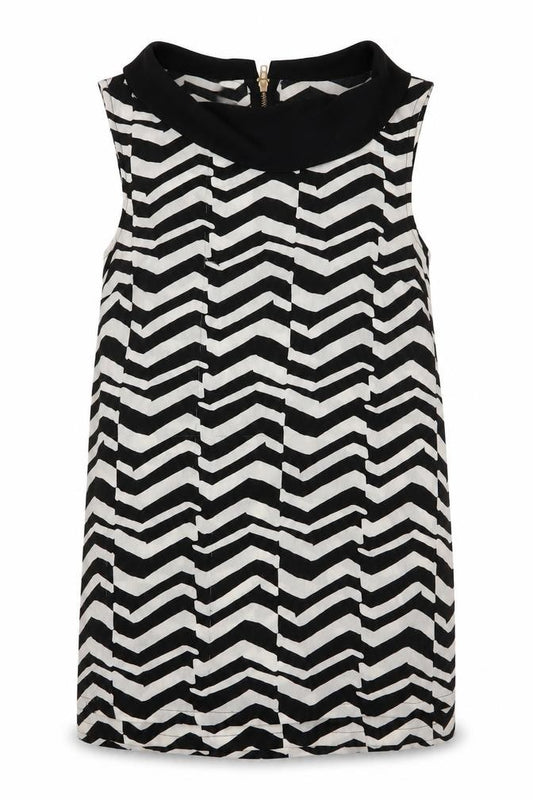 Front view of River Island women’s white striped polyester basic blouse, size UK 10, collared