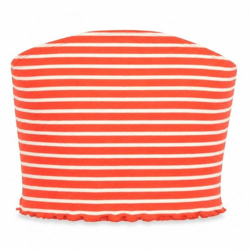 ASOS Womens Red Striped Polyester Cropped Tank Size 10 Off the Shoulder - Bandeau