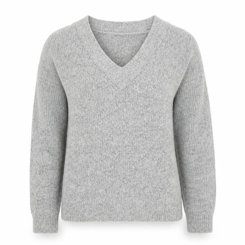 Brave Soul Womens Grey V-Neck  Acrylic Pullover Jumper Size XS