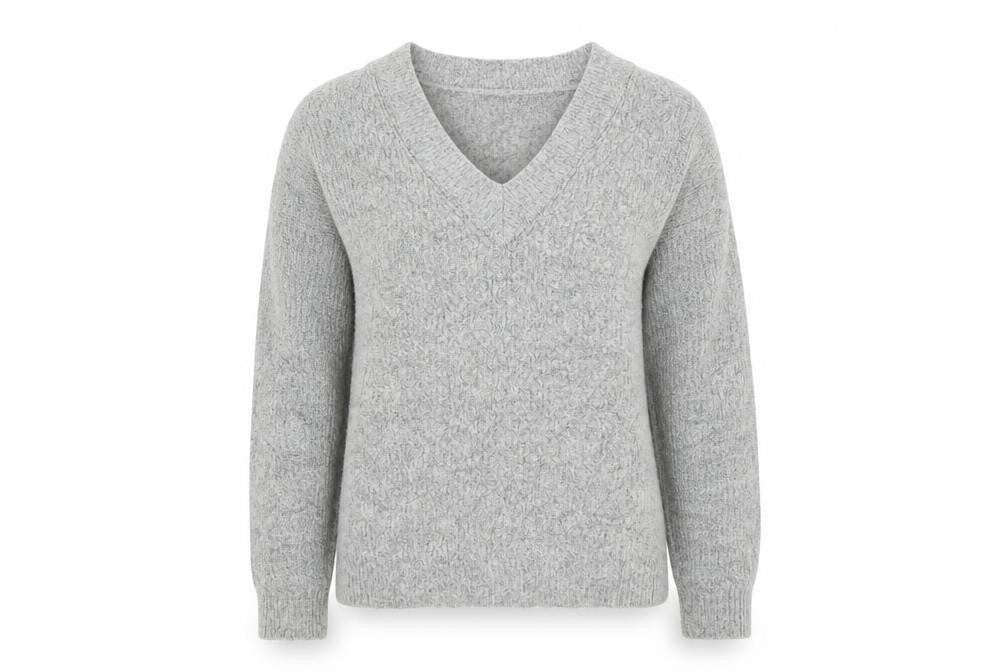 Brave Soul Womens Grey V-Neck  Acrylic Pullover Jumper Size XS
