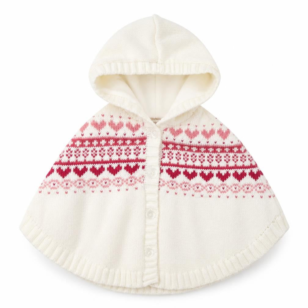 Matalan Girls White Geometric Cotton Cape Jumper Size 3-6 Months  Button