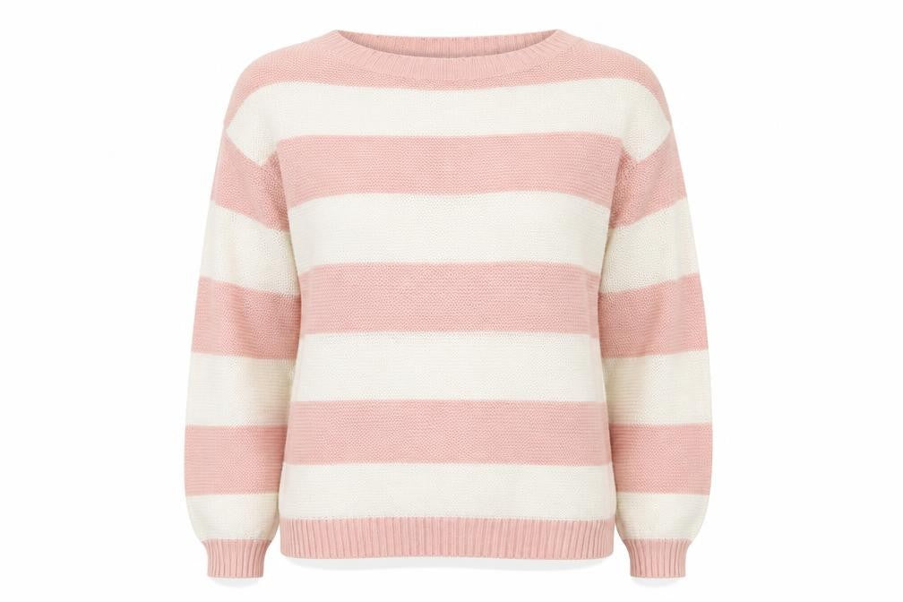 Dorothy Perkins Womens Pink Boat Neck Striped Acrylic Pullover Jumper Size 14
