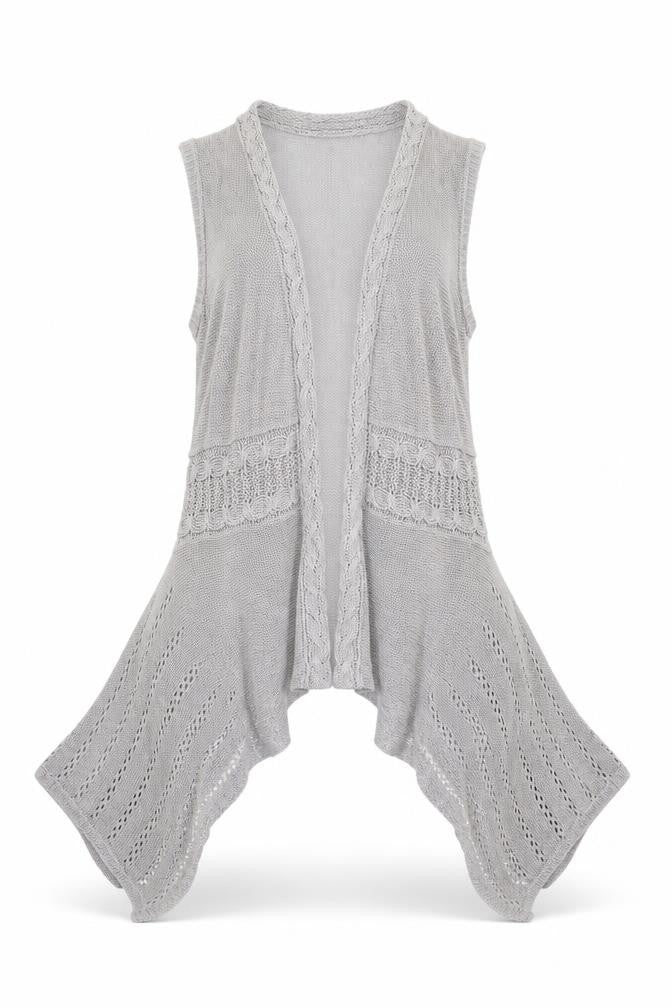 Indigo Womens Grey V-Neck  Linen Cardigan Jumper Size 10