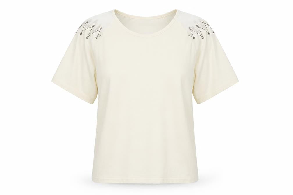 Paramour Womens Ivory  Polyester Basic Blouse Size M Crew Neck