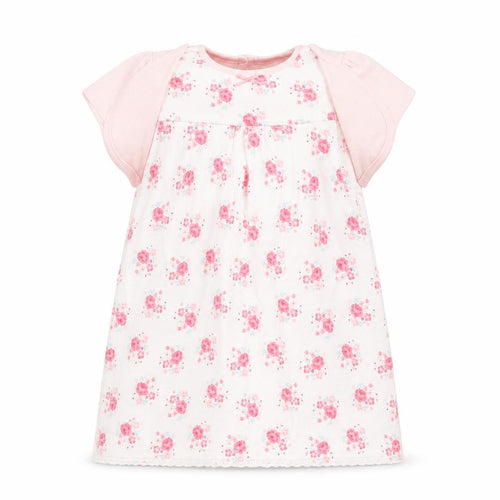 George Baby White Floral Cotton T-Shirt Dress  Size 18-24 Months  Crew Neck Button
