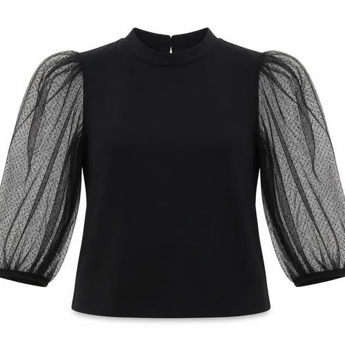 Mango Womens Black  Polyester Basic Blouse Size M Mock Neck