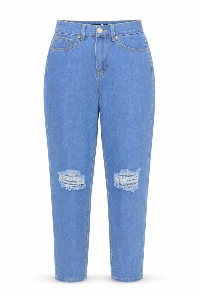 Boohoo Womens Blue  Cotton Mom Jeans Size 6 L30 in Regular Button