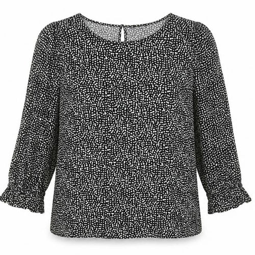 F&F Womens Black Animal Print Viscose Basic Blouse Size 12 Boat Neck