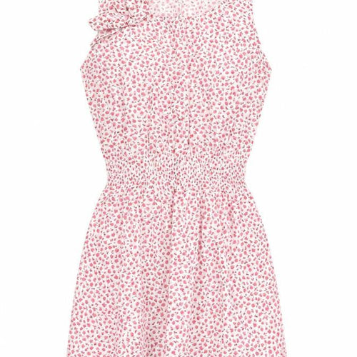 Couture Womens White Floral Cotton Fit & Flare  Size 10  Scoop Neck Pullover