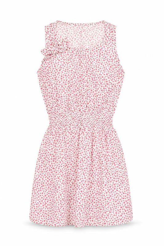 Couture Womens White Floral Cotton Fit & Flare  Size 10  Scoop Neck Pullover
