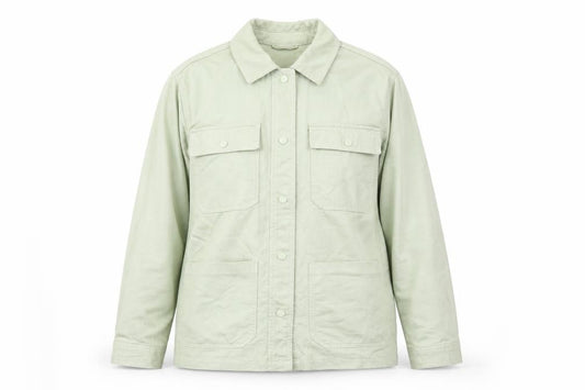 Front view of Primark women’s green jacket, size UK 6, button