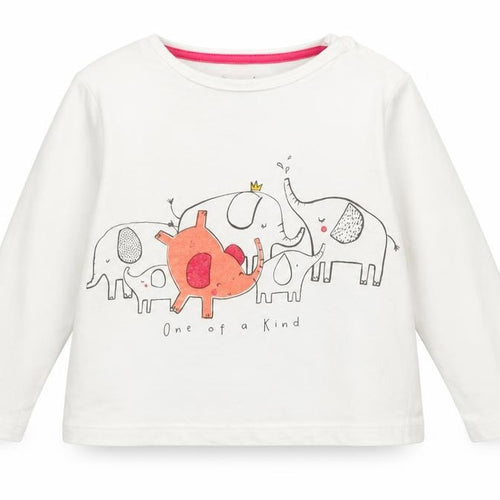 F&F Girls White  Cotton Basic T-Shirt Size 12-18 Months Round Neck Snap - 'One of a kind'