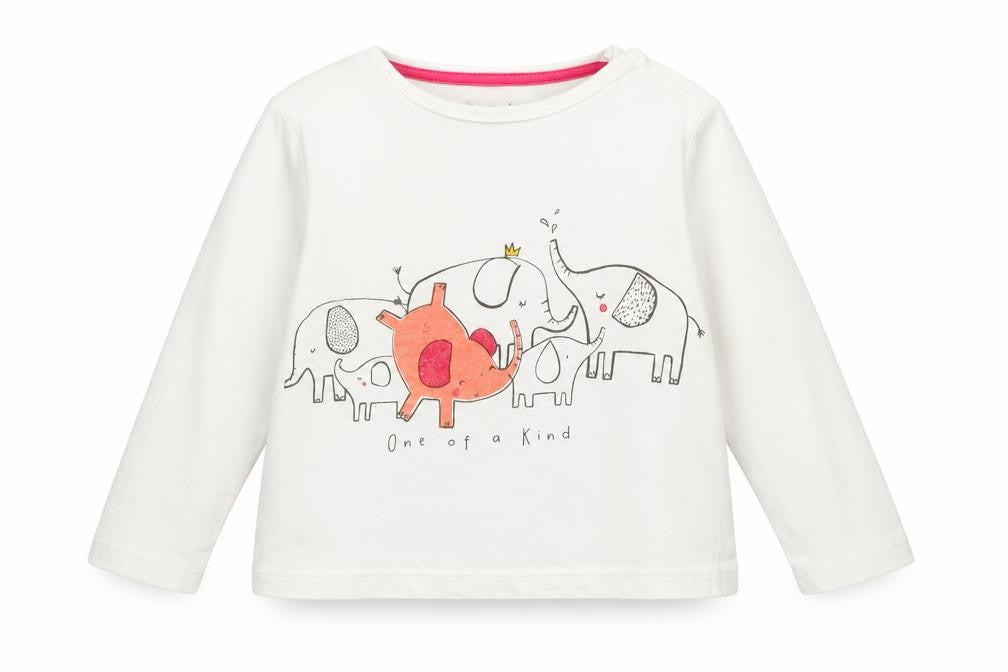 F&F Girls White  Cotton Basic T-Shirt Size 12-18 Months Round Neck Snap - 'One of a kind'