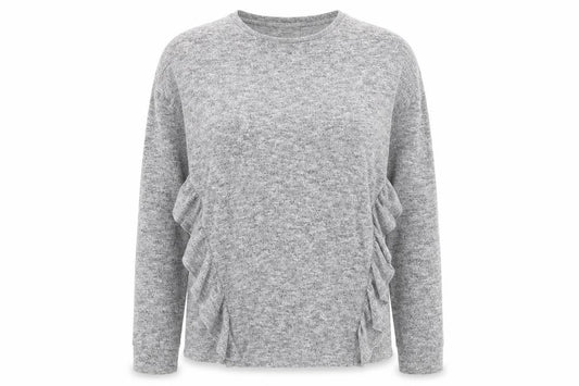 Front view of Papaya women’s grey polyester basic t-shirt, size UK 8, round neck