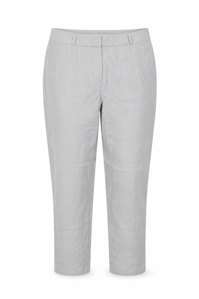Marks and Spencer Womens Grey  Linen Cropped Trousers Size 30 in L23.5 in Regular Button