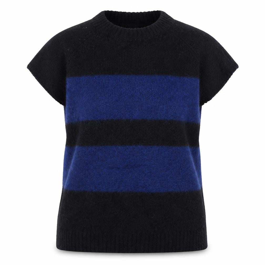 Front view of H&M women’s multicoloured high neck striped polyamide jumper, size M