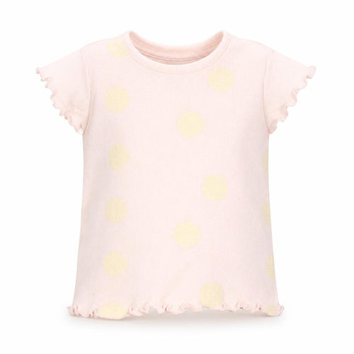 Primark Girls Pink Polka Dot 100% Cotton Basic T-Shirt Size 12-18 Months Round Neck Pullover