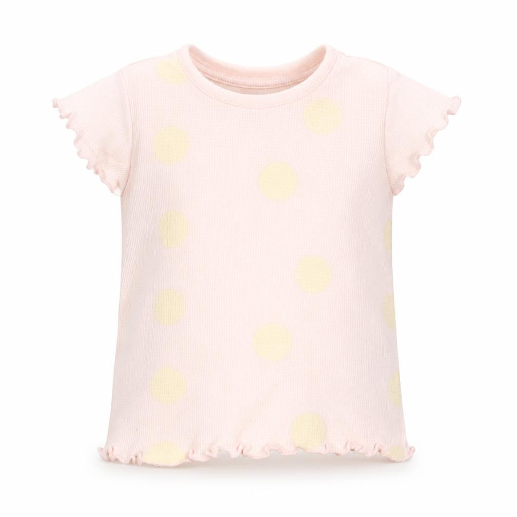 Primark Girls Pink Polka Dot 100% Cotton Basic T-Shirt Size 12-18 Months Round Neck Pullover