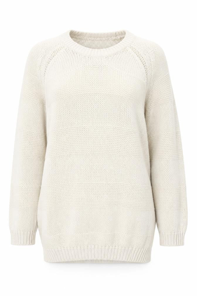 In Wear Womens Ivory Round Neck  Cotton Pullover Jumper Size S