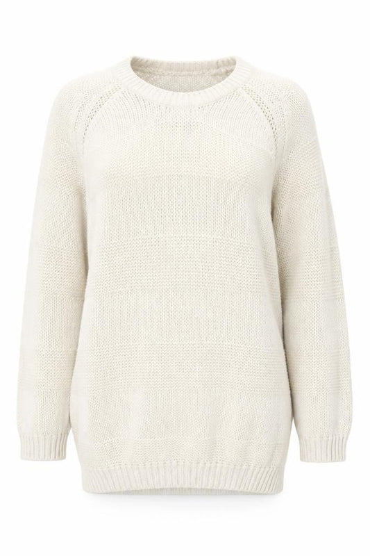 Front view of In Wear women’s ivory round neck cotton jumper, size S