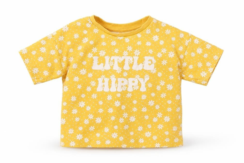 Matalan Baby Yellow Geometric 100% Cotton Basic T-Shirt Size 9-12 Months Round Neck Pullover - Little Hippy