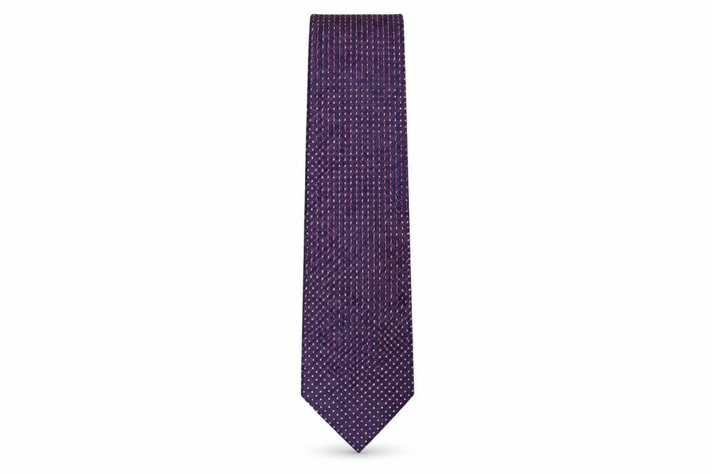 Front view of Marks & Spencer men’s multicoloured plaids & checks polyester pointed tie one size