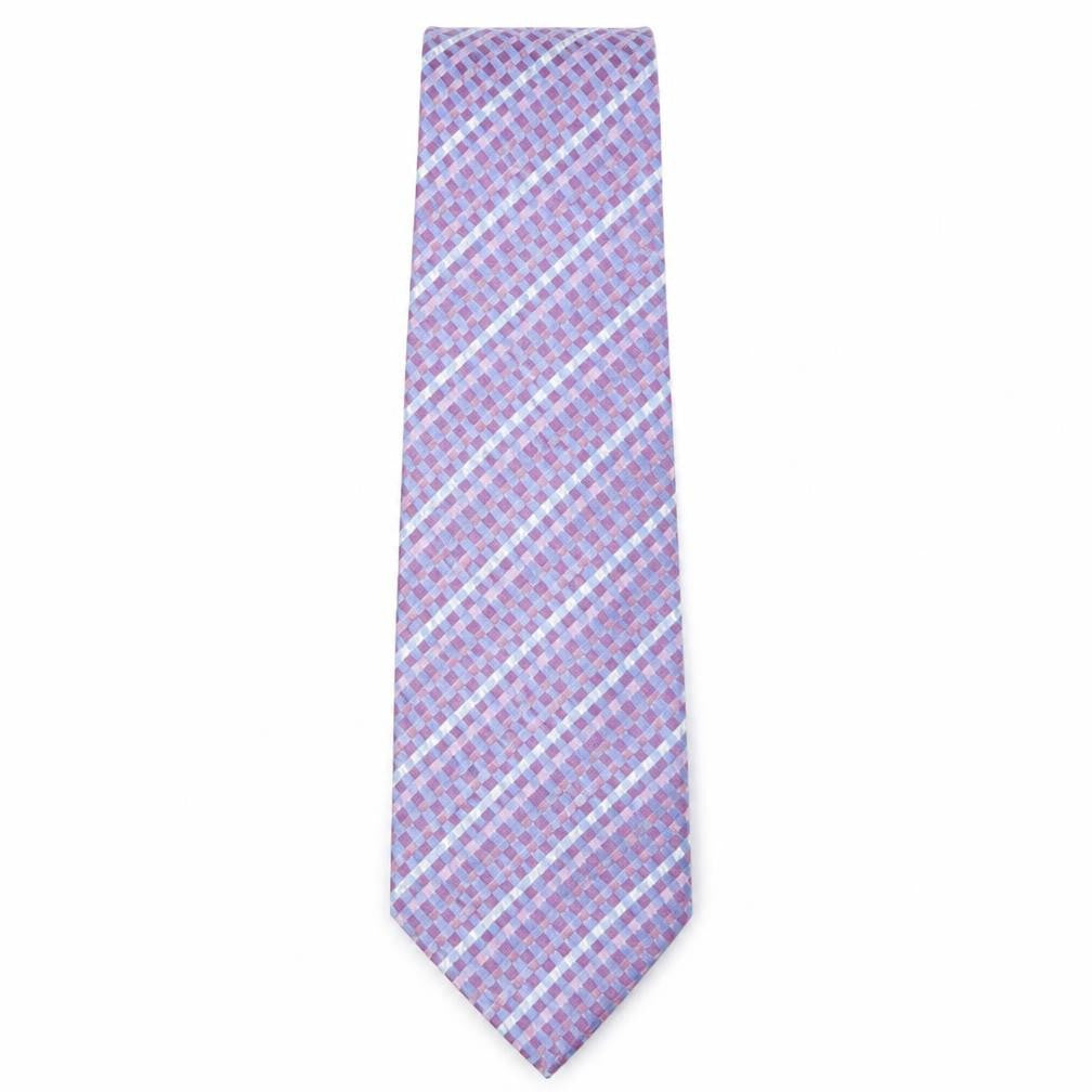 Front view of Linea men’s multicoloured plaids & checks silk pointed tie one size