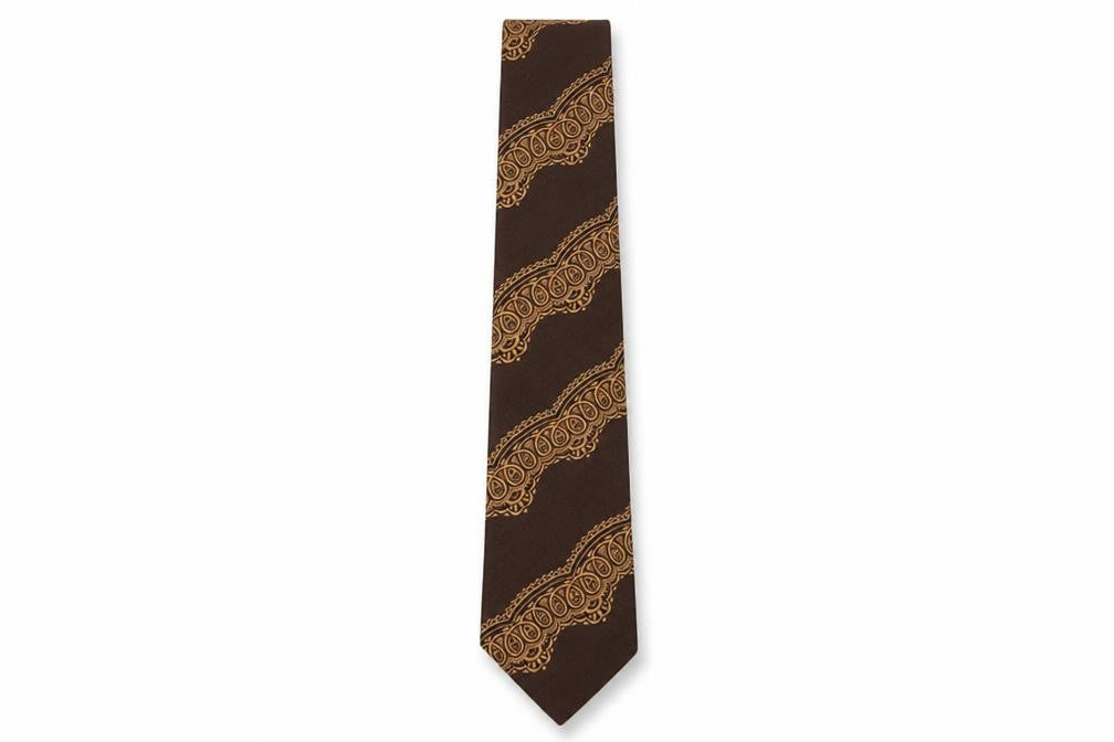Front view of Textura men’s brown geometric polyester pointed tie one size