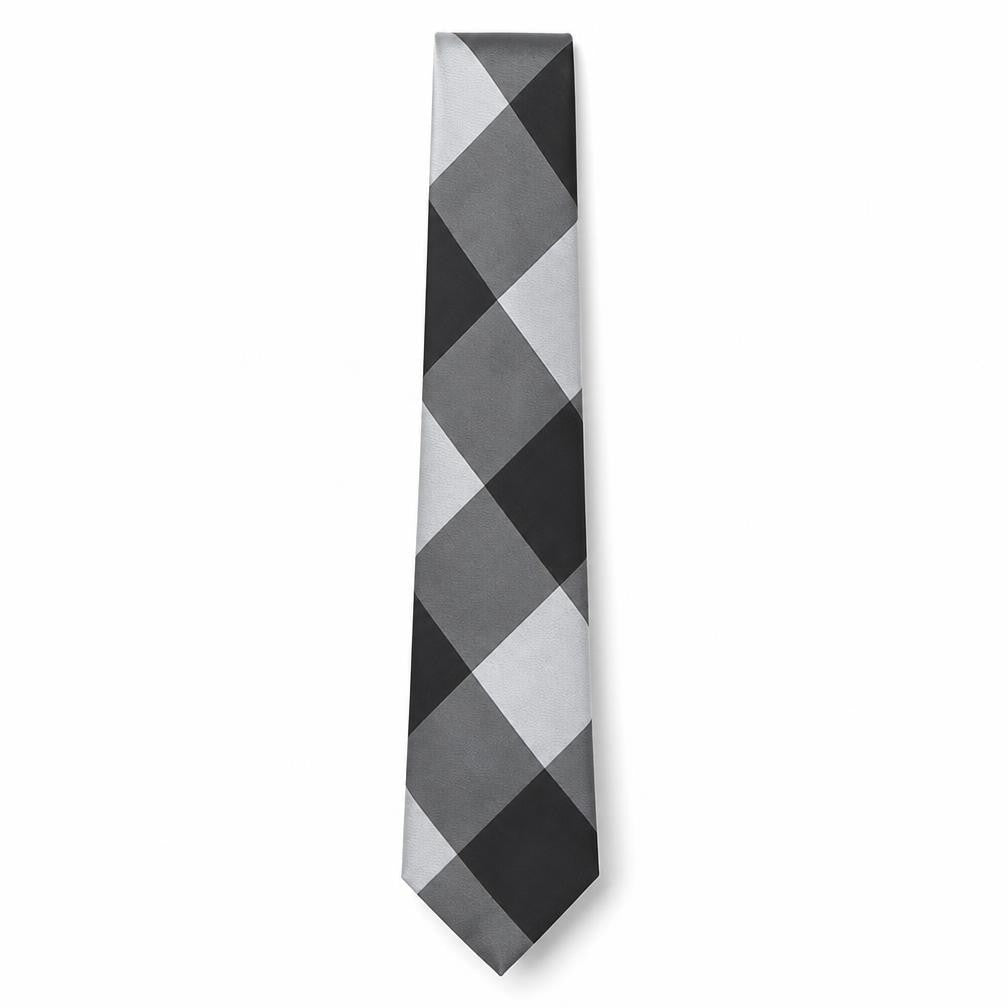 Front view of Next men’s grey plaids & checks polyester pointed tie one size