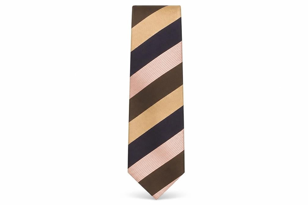 Front view of London Road men’s multicoloured striped polyester pointed tie one size