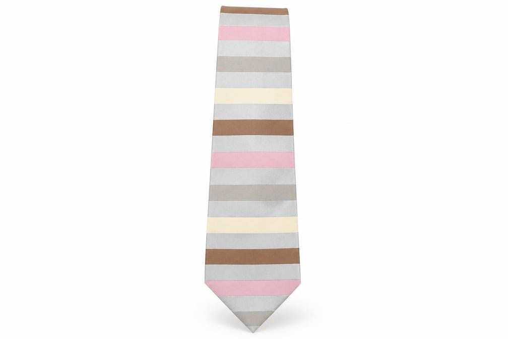 Front view of Next men’s multicoloured striped silk pointed tie one size