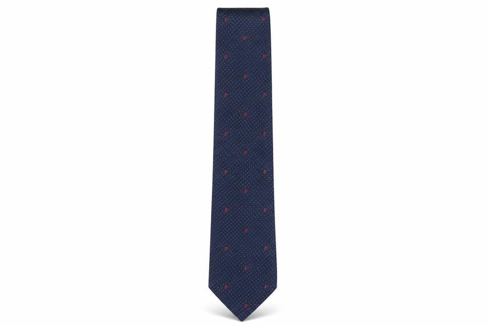 Front view of Interlogo London men’s blue polka dot polyester pointed tie one size