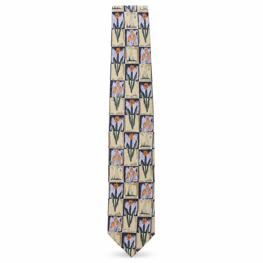 Front view of Renaissance men’s multicoloured plaids & checks polyester pointed tie one size