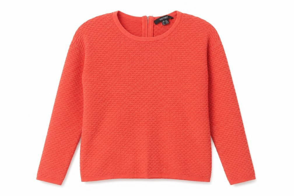 Front view of ESMARA women’s red scoop neck cotton jumper, size UK 10