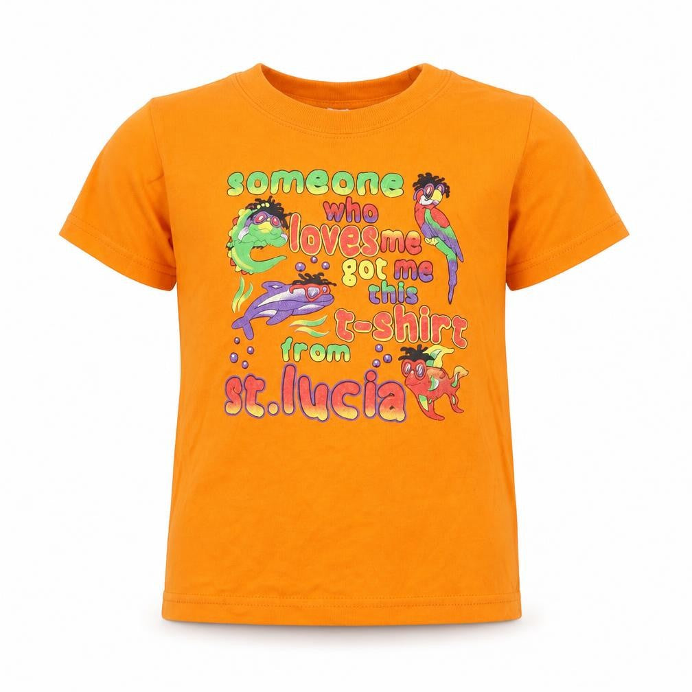 Suki Garments Girls Orange  Cotton Pullover T-Shirt Size 4 Years Crew Neck Pullover - St. Lucia