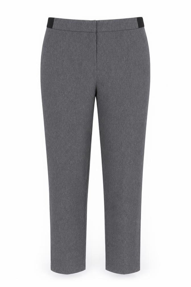 Front view of Matalan women’s grey polyester capri trousers, size UK 10, 28-inch leg regular