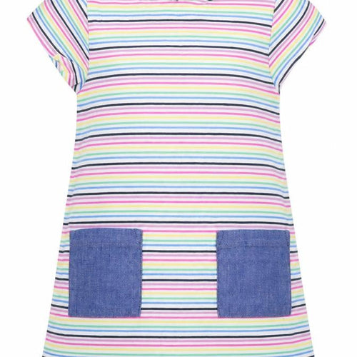 NEXT Girls Multicoloured Striped Viscose A-Line  Size 9-12 Months  Crew Neck