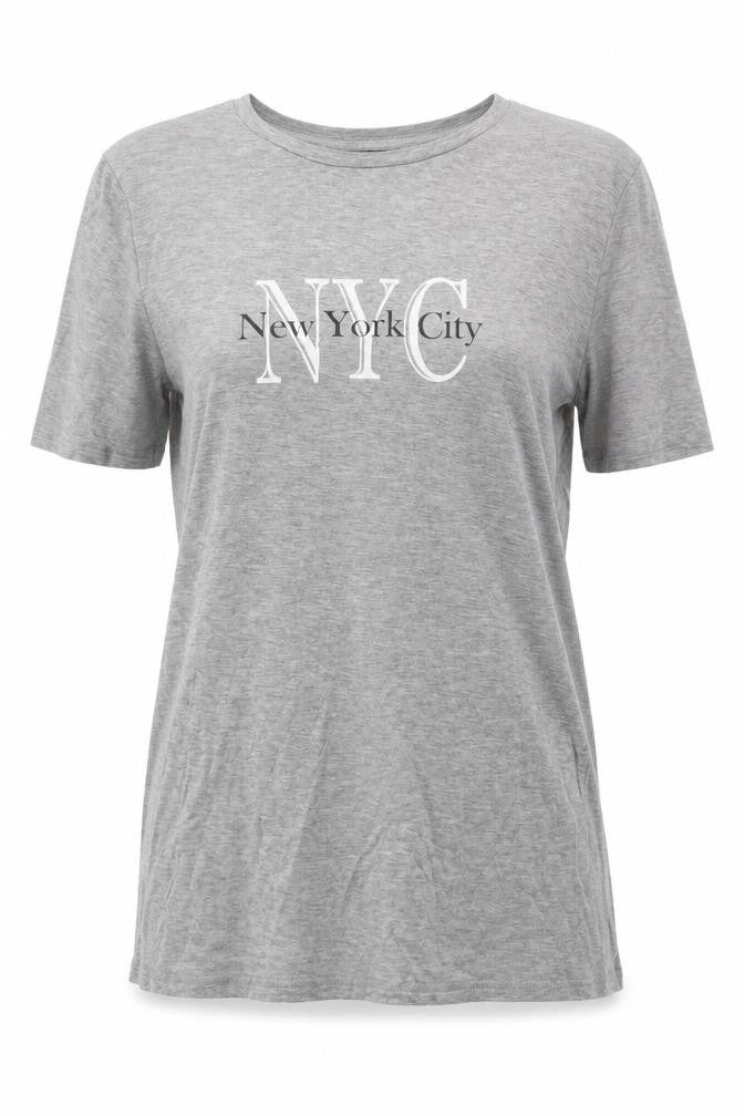 Front view of Studio women’s grey viscose jersey t-shirt, size UK 12, round neck - nyc