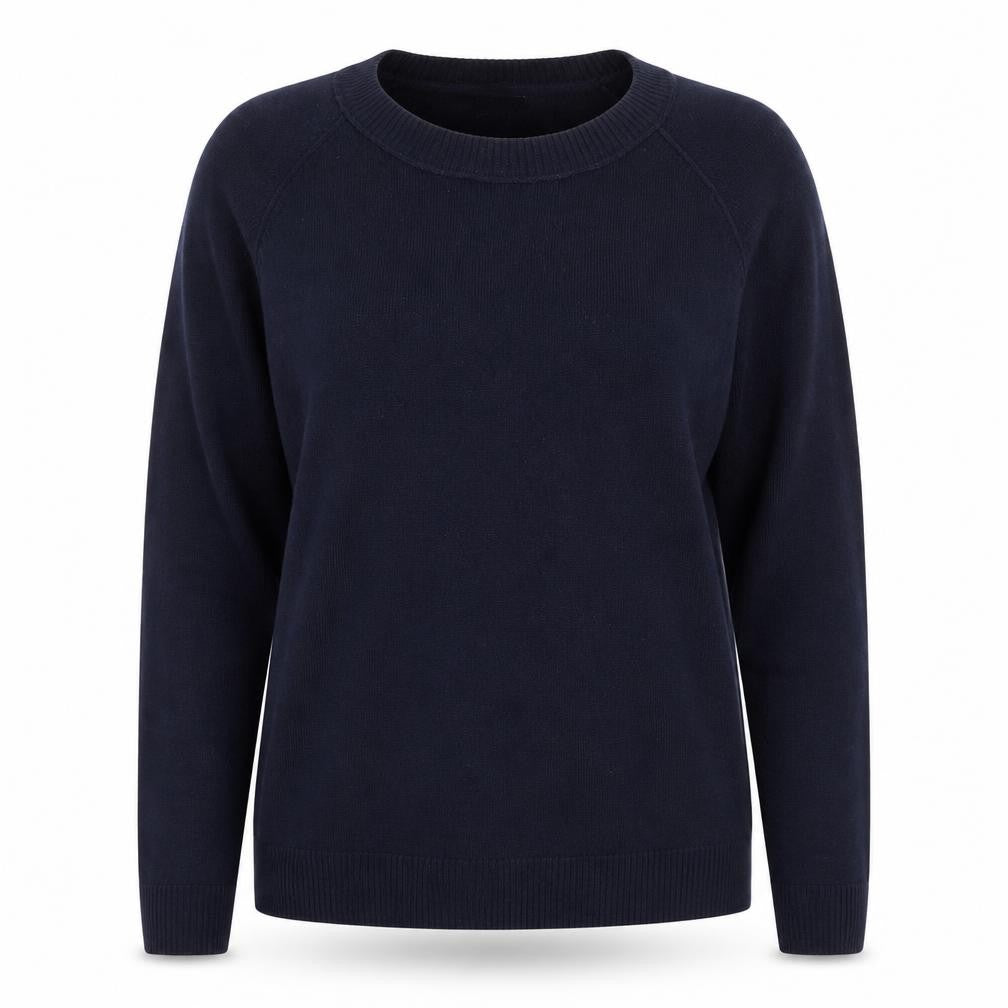 Front view of Tu women’s blue boat neck acrylic jumper, size UK 12