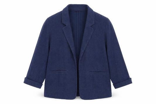 Front view of New Look women’s blue jacket blazer, size UK 8