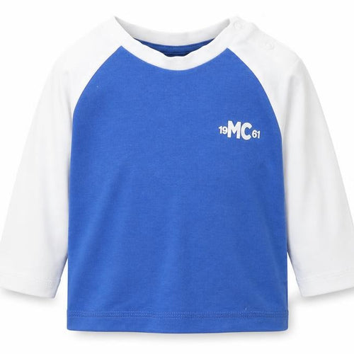 Mothercare Boys Blue Colourblock Cotton Pullover Casual Size 3-6 Months Round Neck Pullover