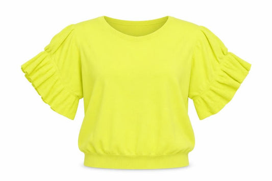 Front view of Next women’s yellow crew neck viscose jumper, size UK 12
